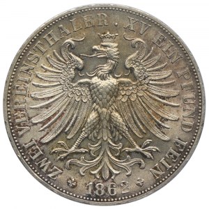 Niemcy, Frankfurt, 2 talary 1862, PCGS MS62