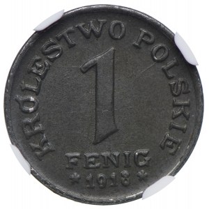 Królestwo Polskie, 1 fenig 1918, NGC MS64