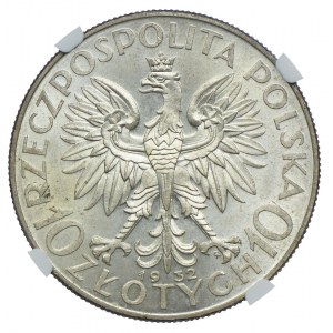 10 złotych 1932 Warszawa, Głowa Kobiety, NGC MS64