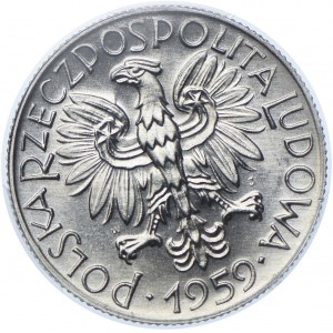 5 złotych 1959 Rybak, podwójne słoneczko, PCGS MS66 