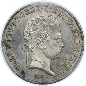 Węgry, Ferdynand I, 20 krajcarów 1848 KB, PCGS MS62