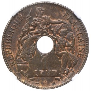 Indochiny Francuskie, 1 cent 1899 A, NGC MS64 BN