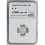Rosja, 5 kopiejek 1850 СПБ ПА, NGC MS62