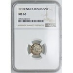 Rosja, 5 kopiejek 1910 СПБ ЭБ, NGC MS66