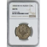 Rosja, Mikołaj I, 1/2 rubla (полтина) 1850 СПБ ПА, NGC AU55