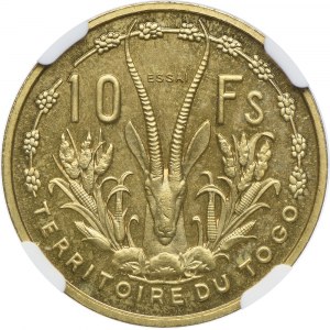 Togo, 10 franków 1956 ESSAI, NGC MS66 