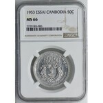 Kambodża, 50 centimes 1953 ESSAI, NGC MS66