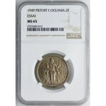 Oceania Francuska, 2 franki 1949 ESSAI - PIEFORT, NGC MS65