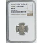 Tunezja, 5 franków 1373/1954 ESSAI, NGC MS66