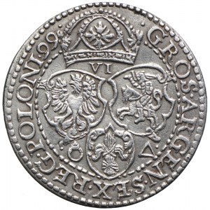 Szóstak, 1599 Malbork, Zygmunt III Waza, duża głowa króla