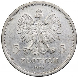 5 złotych 1928 Nike, ze znakiem, Warszawa