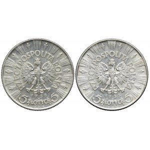 Zestaw 5 złotych 1935, 1938 Józef Piłsudski