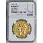 20 dolarów 1864, NGC AU DETAILS