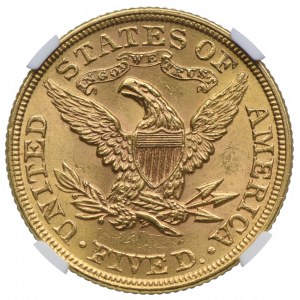 USA, 5 dolarów 1899, NGC MS63