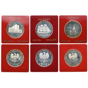 Zestaw, Próby 500zł 1987 Dar Młodzieży, 2 x 1000zł 1987 Muzeum Śląskie, Wratislavia
