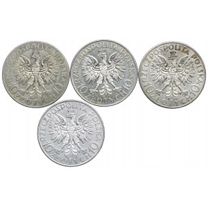 Zestaw 10 złotych 1933 Głowa Kobiety (4szt.)