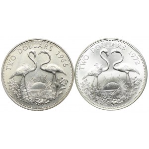 Bahamy, Elżbieta II, zestaw 2 dolary 1966, 1972 (2szt.) 