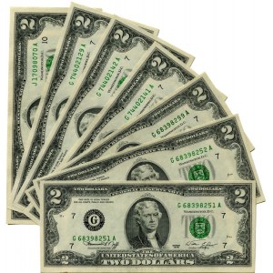 USA, zestaw 2 dolary 1976 (7szt.)