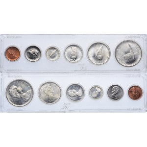 Kanada, zestawy 1, 5, 10, 25, 50 centów, 1 dolar 1967 (2szt.)