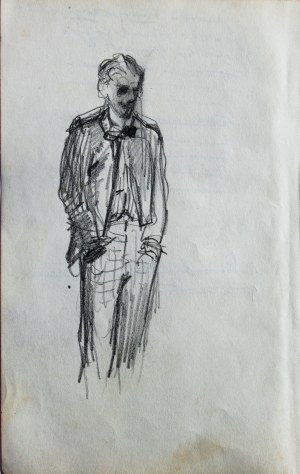 Stanisław Kaczor Batowski (1866-1945), Szkic młodego mężczyzny, stojącego z rękoma w kieszeniach