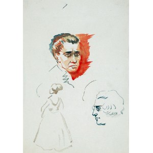 Karol Kossak (1896-1975), Głowa mężczyzny i kobiety oraz postać kobiety, 1922