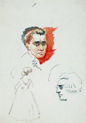 Karol Kossak (1896-1975), Głowa mężczyzny i kobiety oraz postać kobiety, 1922