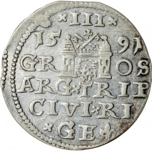 Zygmunt III Waza (1587–1632), trojak ryski, Ryga; 1591