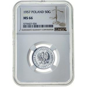 50 groszy 1957, MS 66