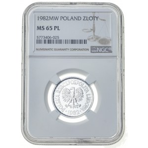 1 złoty 1982, MS 65, proof like