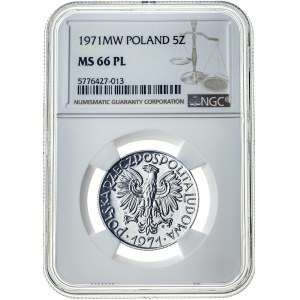 5 złotych 1971, MS 66 PL