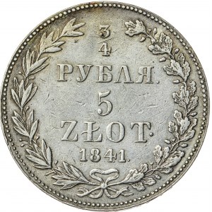 Królestwo Polskie, zabór rosyjski, Mikołaj I (1825-1855), 3/4 rubla / 5 złotych, Warszawa; 1841