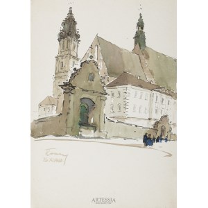 Tomasz Kornacki (1904-?), Widok kościoła barokowego, 1960