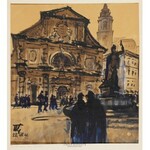 Tomasz Kornacki (1904-?), Pejzaż miejski z kościołem, 1941