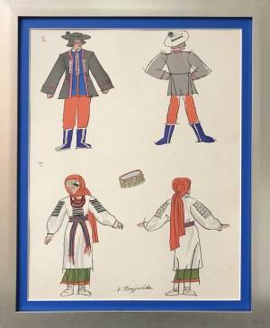 Zofia Stryjeńska, Plansza 12 z teki Polish Peasants Costumes, Copyright by C. Szwedzicki, 1927