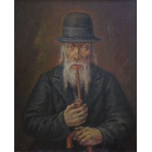 Jan Dziewałtowski-Gintowt (1904-1980), Portret starego Żyda z fajką(1970)
