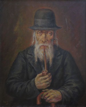 Jan Dziewałtowski-Gintowt (1904-1980), Portret starego Żyda z fajką(1970)