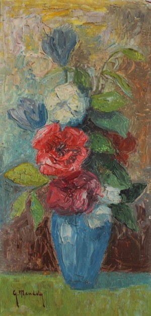 Christo Stefanoff Mendoly (1898-1966), Bukiet kwiatów w niebieskim wazonie