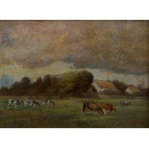 Motloch(XX w.), Pejzaż wiejski z krowami (1918)