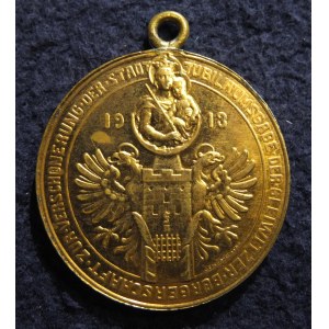 GLIWICE. Medal brązowy z uchem, wybity w 1913 r. z okazji obchodów 100