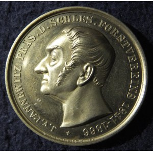 ŚLĄSK (LEŚNICTWO). Posrebrzany medal brązowy, wybity w 1866 r. na cześć J