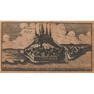 FROMBORK. Panorama miasta z zamkiem, pochodzi z dzieła Germanusa Adlerholda