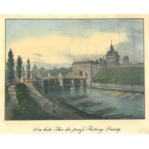 GDAŃSK. Brama Wyżynna jako część pruskiej twierdzy w Gdańsku, anonim, ok. 1830