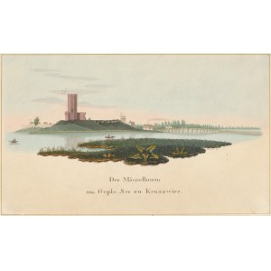 KRUSZWICA. Mysia Wieża nad Jeziorem Gopło w Kruszwicy, sygn. Becker, ok. 1840