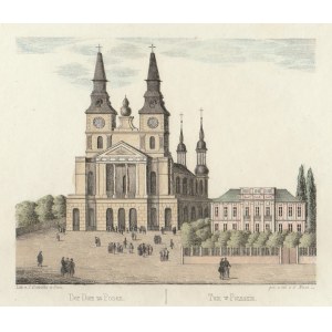 POZNAŃ. Fasada katedry i probostwo katedralne, lit. J. Dütschke, rys. i lit