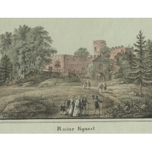 ZAMEK CHOJNIK k. JELENIEJ GÓRY. Ruiny zamku, anonim, ok. 1840; stal. kolor., st