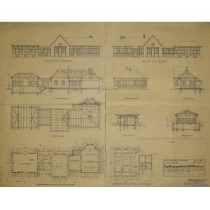 IWIN, SZCZECINEK. Schematy budynku dworca kolejowego we wsi Iwin (Elfenbusch)