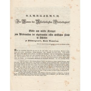 SMOGORZÓW (powiat namysłowski). Pismo ulotne, wyd. 1856, druk