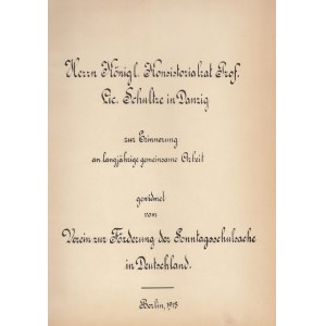 GDAŃSK. Herrn Königl. Konsistorialrat Prof. / Lic. Schultze in Danzig 