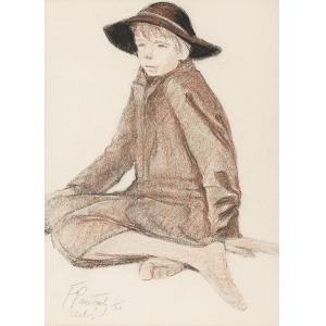 Fryderyk PAUTSCH (1877-1950), Siedzący chłopiec - Adaś, 1922