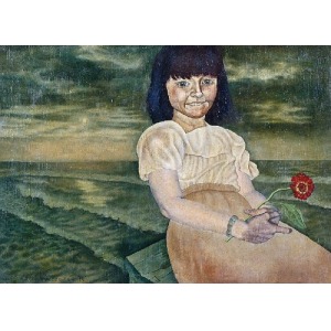 Karol WIECZOREK (ur. 1949), Dziewczynka z czerwonym kwiatem, 1976